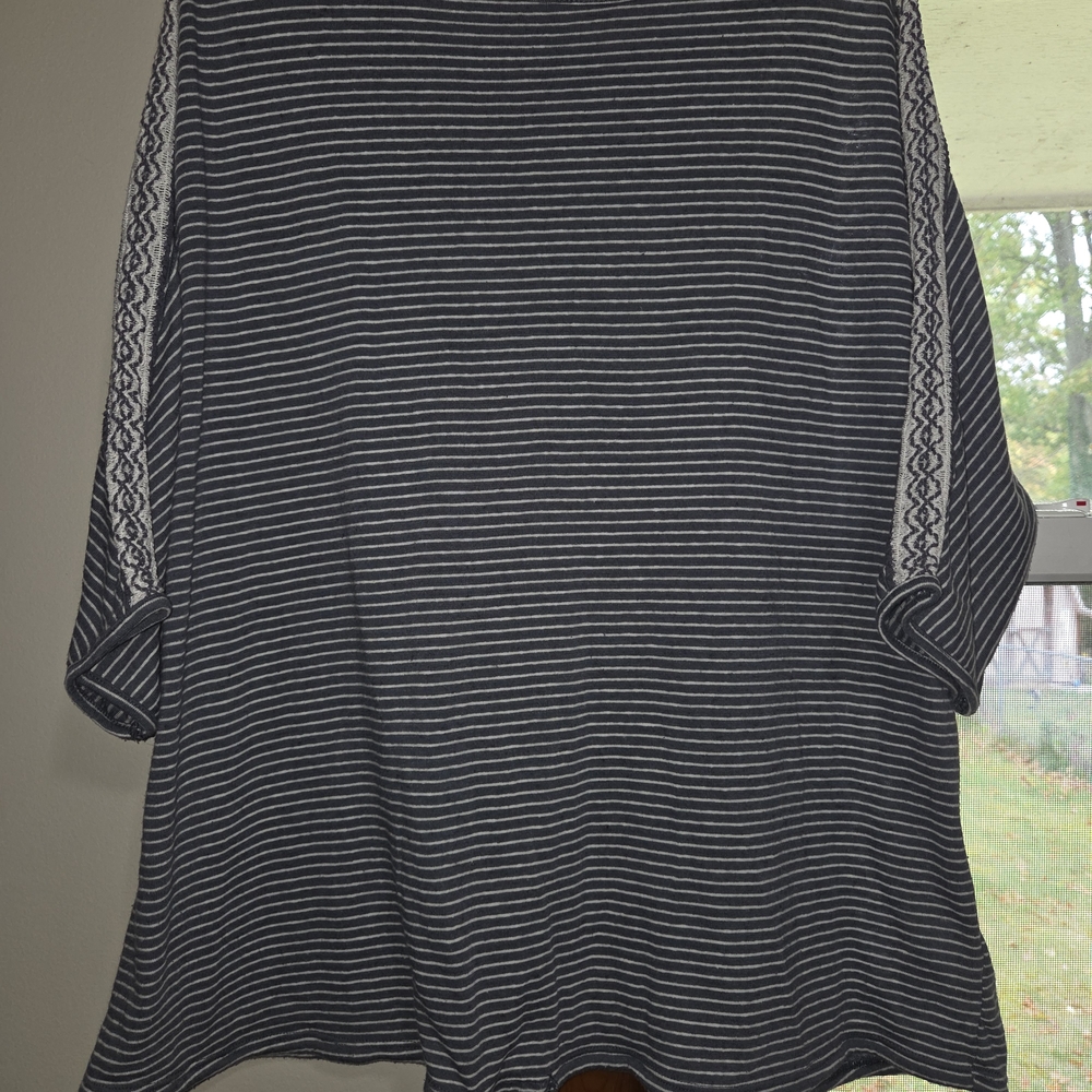 Terra & Sky Navy and White Striped Long Sleeve Top